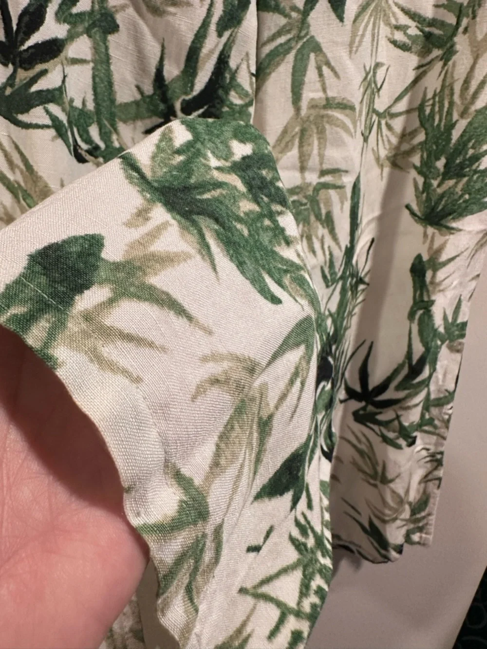J. Jill Barley Palm Print Linen-Blend Wide Leg Crop Pants Beige GreenLeaf SP NWT - Picture 10 of 16